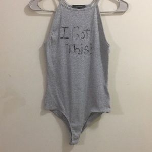 Graphic hand painted/glittered tank bodysuit.